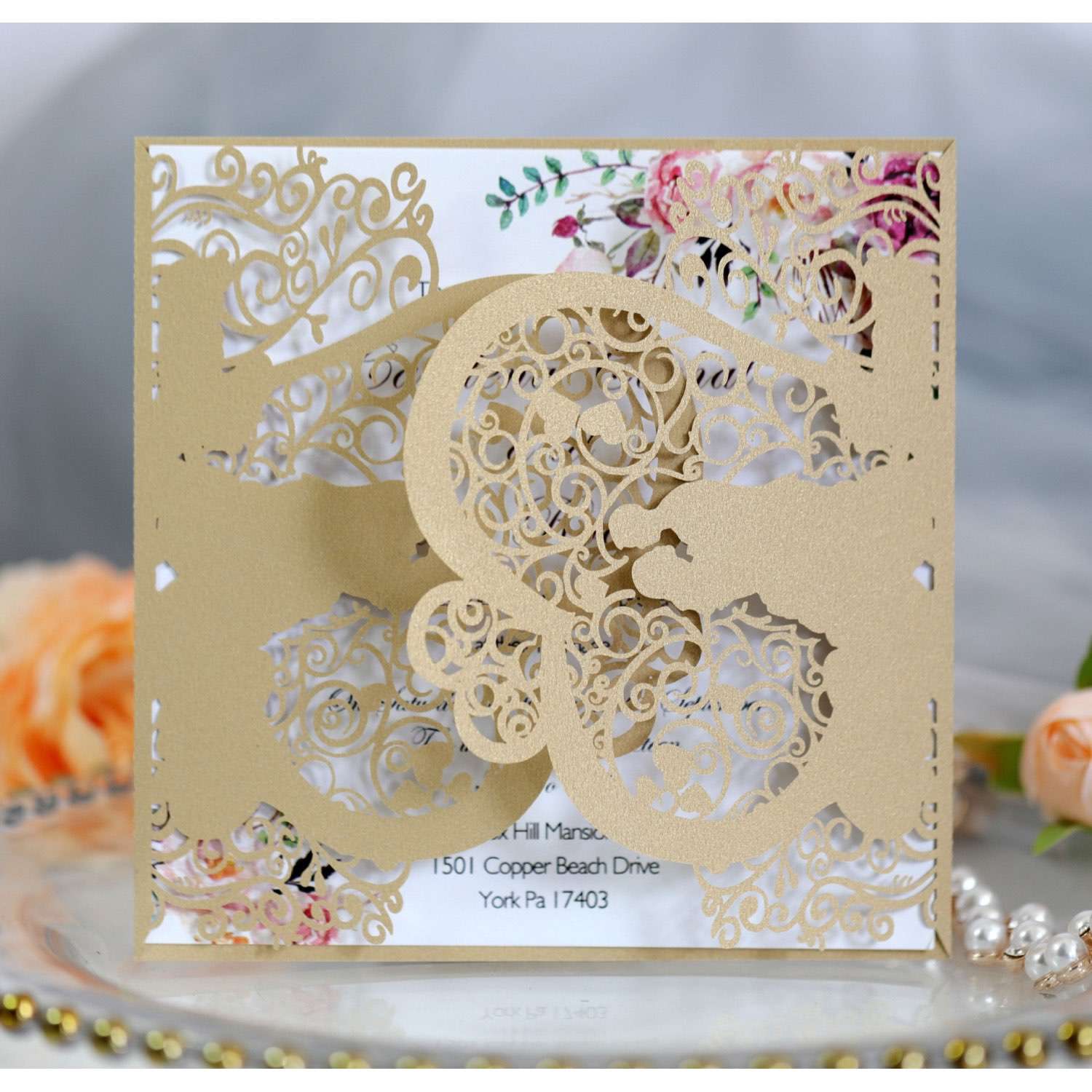 White Square Invitation Card Laser Marriage Card Wholesale 